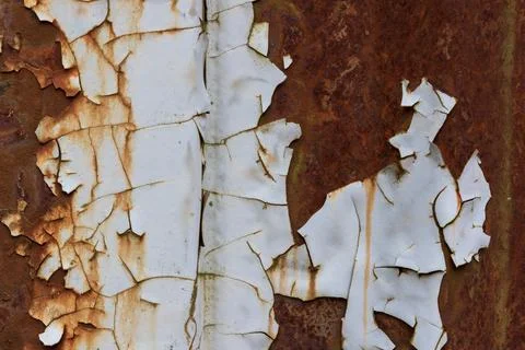 Texture of peeling paint on rusty metal Stock Photos