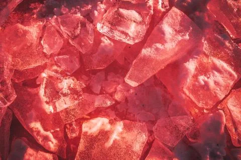 Texture pieces of red ice on the river Stock Photos