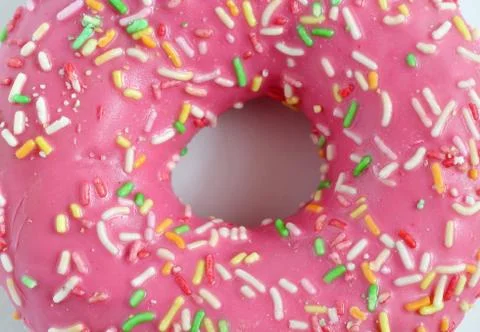 Texture of pink donut Stock Photos