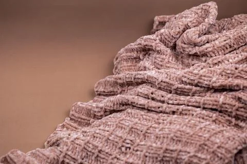 The texture of a pink knitted blanket Stock Photos