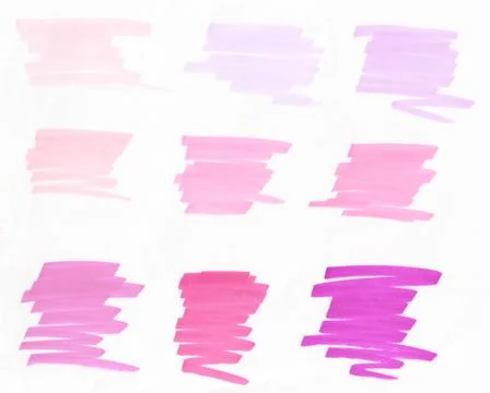 Texture of pink paint marker's horizontal strokes isolated on white backgroun Illustrazione stock