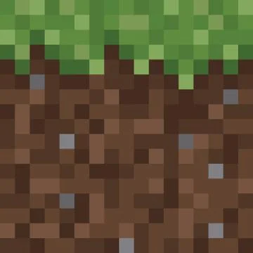 Texture for platformers pixel art vector - ground mud block with grass on top Stock Illustration