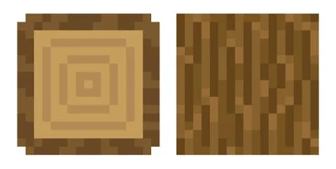 Texture for platformers pixel art vector - brown tree trunk Stock Illustration