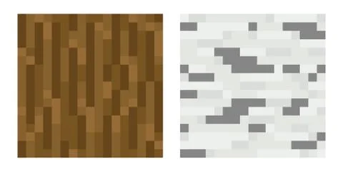Texture for platformers pixel art vector - brown tree trunk, birch Stock Illustration