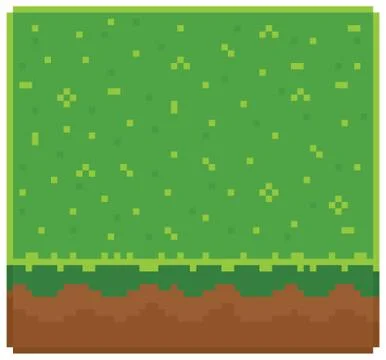 Texture for platformers pixel art vector - ground mud block with grass on top Illustrazione stock