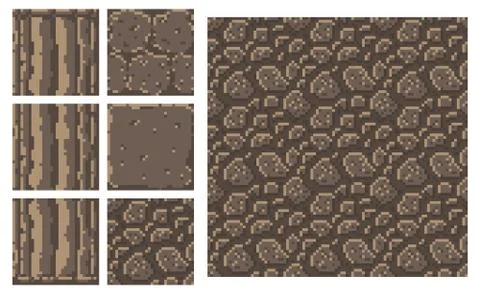 Texture for platformers pixel art vector - brick stone wall column isolated Stock Illustration
