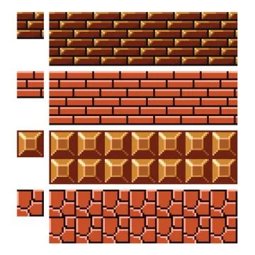 Texture for platformers pixel art vector - brick stone wall Illustrazione stock