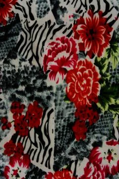 Texture of print fabric striped leopard and flower for background Foto stock