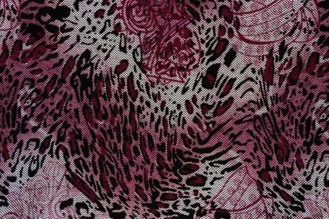 Texture of print fabric striped leopard and flower for background Stock Photos