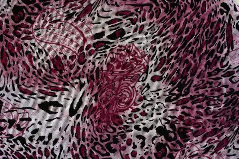 Texture of print fabric striped leopard and flower for background Stock Photos