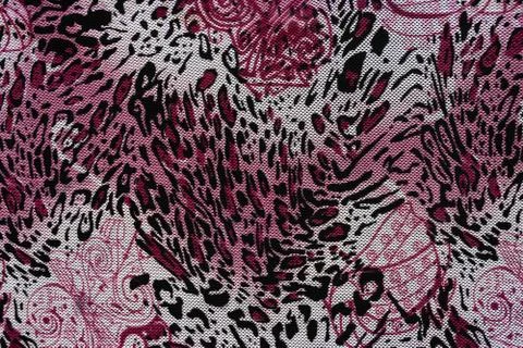 Texture of print fabric striped leopard and flower for background Stock Photos