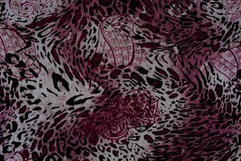 Texture of print fabric striped leopard and flower for background Stock Photos