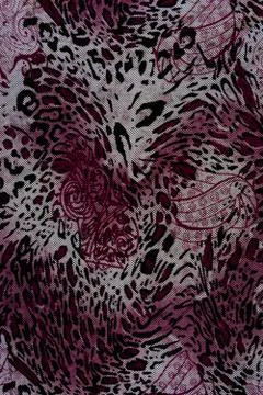 Texture of print fabric striped leopard and flower for background Stock Photos