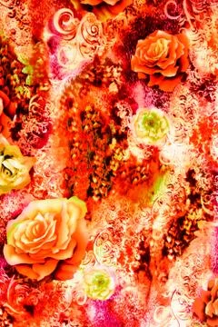 Texture of print fabric striped leopard and flower for background Stock Photos