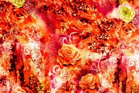 Texture of print fabric striped leopard and flower for background Stock Photos