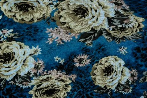 Texture of print fabric stripes leopard and flower for background Stock Photos