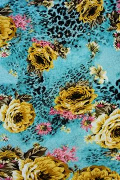 Texture of print fabric stripes leopard and flower for background Stock Photos