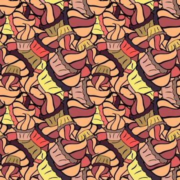 Texture for prints, decorations, fabric. Vector. Cupcake seamless pattern. Color イラスト素材