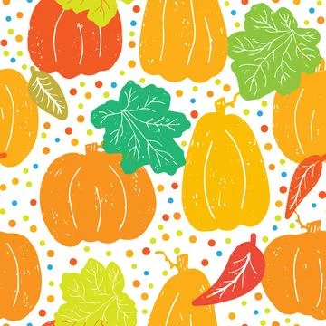 Texture pumpkin pattern in scandinavian style. Vector seamless pattern.. Stock Illustration