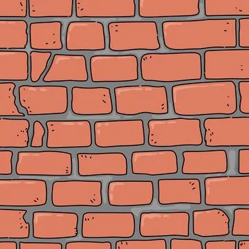 A texture red block brick wall. Orange background with block イラスト素材