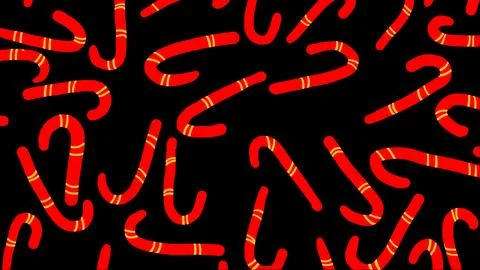 Texture of red Candy canes on a black background. Festive vector background.. Stock Illustration
