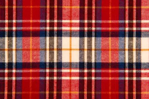 Texture of red checkered fabric. Checkered cotton background Foto stock
