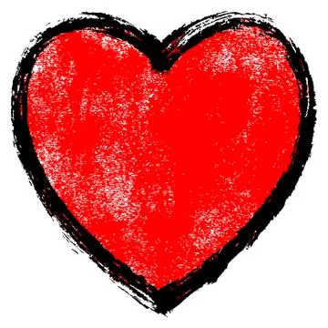 Texture Red Heart with Black Contour Stock-Illustration