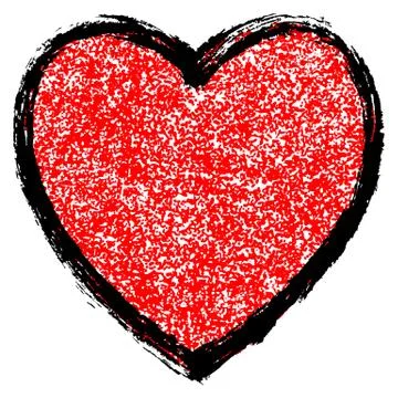 Texture Red Heart with Black Contour Illustrazione stock