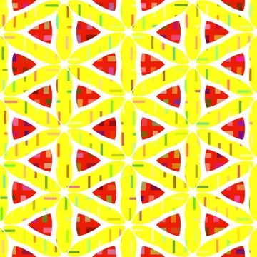 Texture of red triangles and shapes on yellow background texture of red tr... Stock Photos