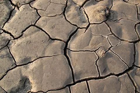 The texture of refractory clay with large cracks.drought and environmental pr Stock Photos