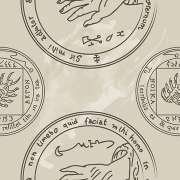 Texture with a repetitive pentacle pattern. Occult background. The magic sign 스톡 일러스트