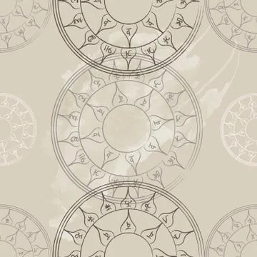 Texture with a repetitive pentacle pattern. Occult background. The magic sign Stock Illustration
