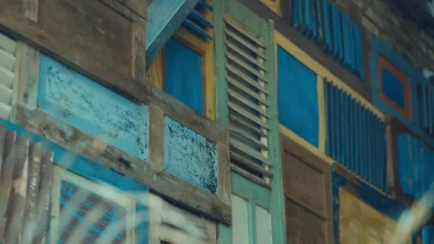 Texture of Repurposed Antique Wooden Window Shutters Video stock 268976239