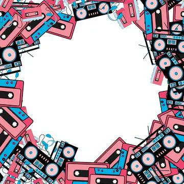 The texture of the retro frame of an old hipster from electronics music techn Stock Illustration