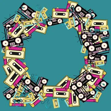 The texture of the retro frame of an old hipster from electronics music techn Stock Illustration