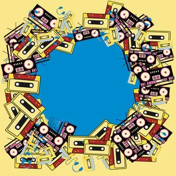The texture of the retro frame of an old hipster from electronics music techn Stock Illustration