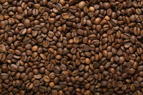 Texture of roasted coffee beans close-up Stock Photos