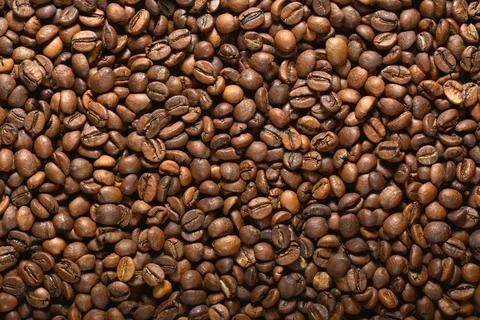 Texture of roasted coffee beans close-up Stock Photos