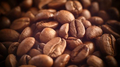 The texture of the roasted coffee beans. Stock Footage 127810339