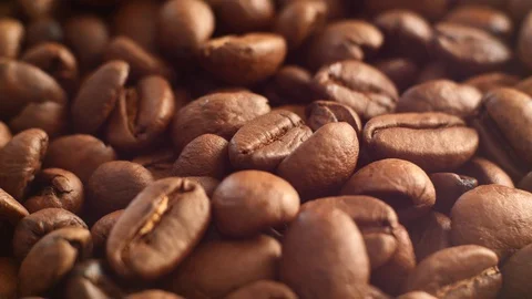 The texture of the roasted coffee beans. Stock Footage 127810366