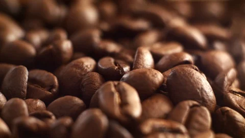 The texture of the roasted coffee beans. Stock Footage 127810410