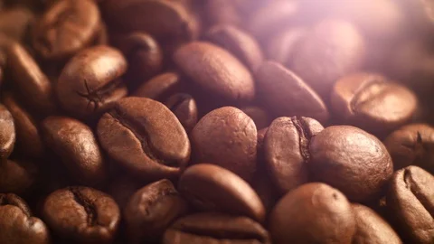 The texture of the roasted coffee beans. Stock Footage 127810455