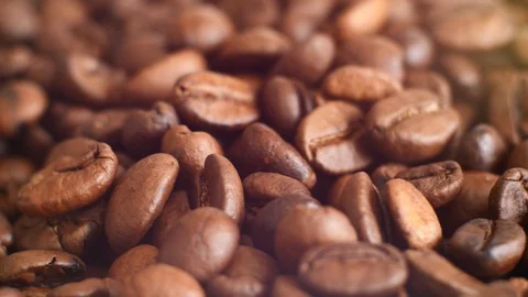 The texture of the roasted coffee beans. Stock Footage 127810528