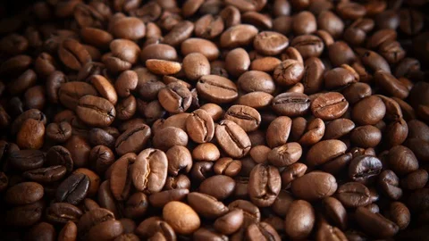 The texture of the roasted coffee beans. Stock Footage 127810538