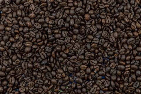 Texture of roasted coffee beans Foto stock