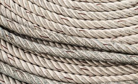 Texture rope braided white thick background marine foundation pattern Stock Photos