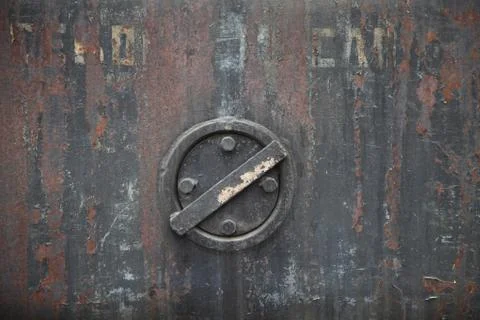 Texture of rusty iron and hatch on it Stock Photos
