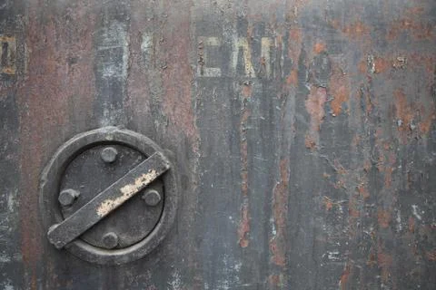 Texture of rusty iron and hatch on it Stock Photos
