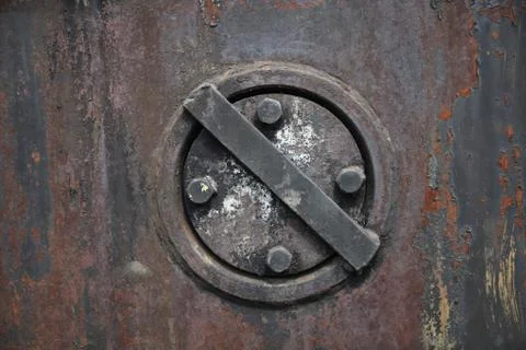 Texture of rusty iron and hatch on it Stock Photos