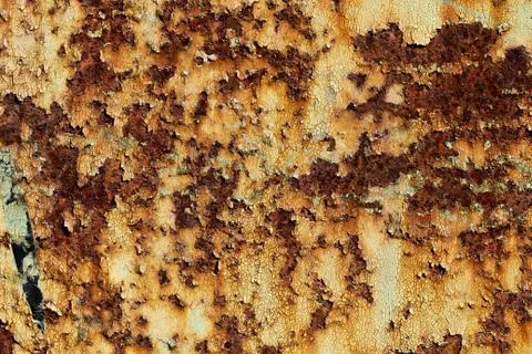 Texture of rusty iron, cracked paint on an old metallic surface Stock Photos